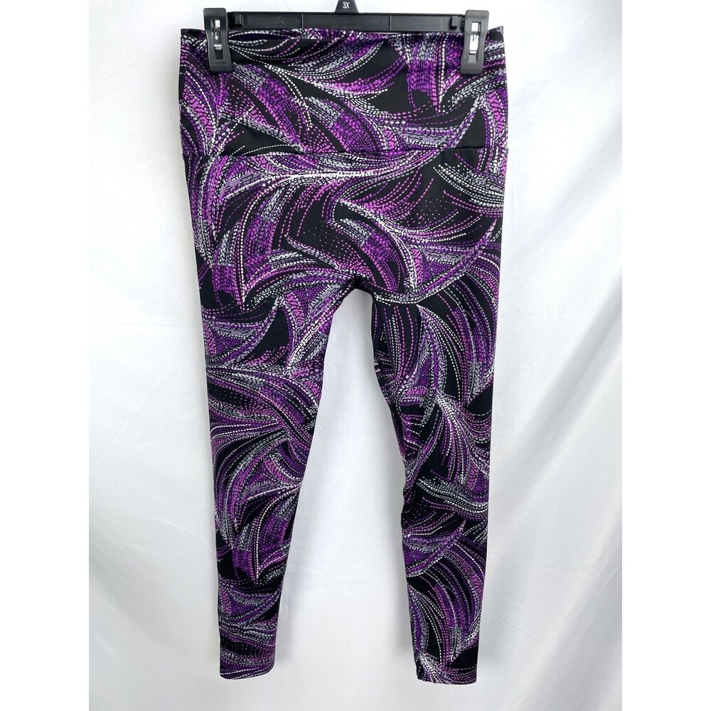 K-Deer Women XL Sneaker Length Leggings Pants Purple White Black‎ Nylon